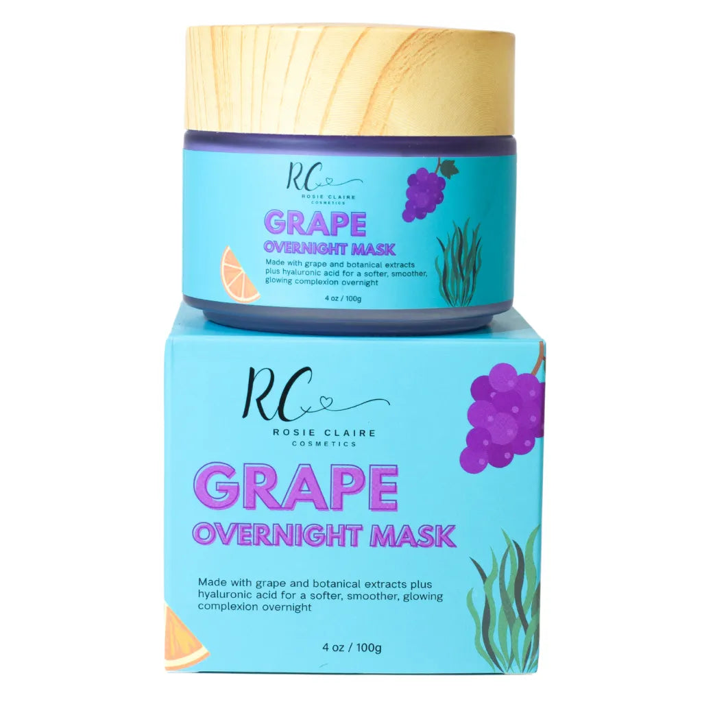 Rosie Claire Overnight Hydrating Antioxidant Vitamin C Hyaluronic Acid Sleeping Facial Mask in a 4oz jar, showcasing its luxurious texture and packaging.