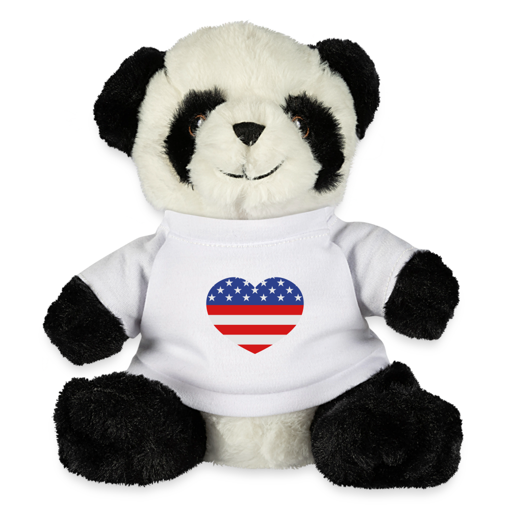Adorable 10.5” plush Panda Bear with a customizable tiny t-shirt, perfect for snuggling and gifting.