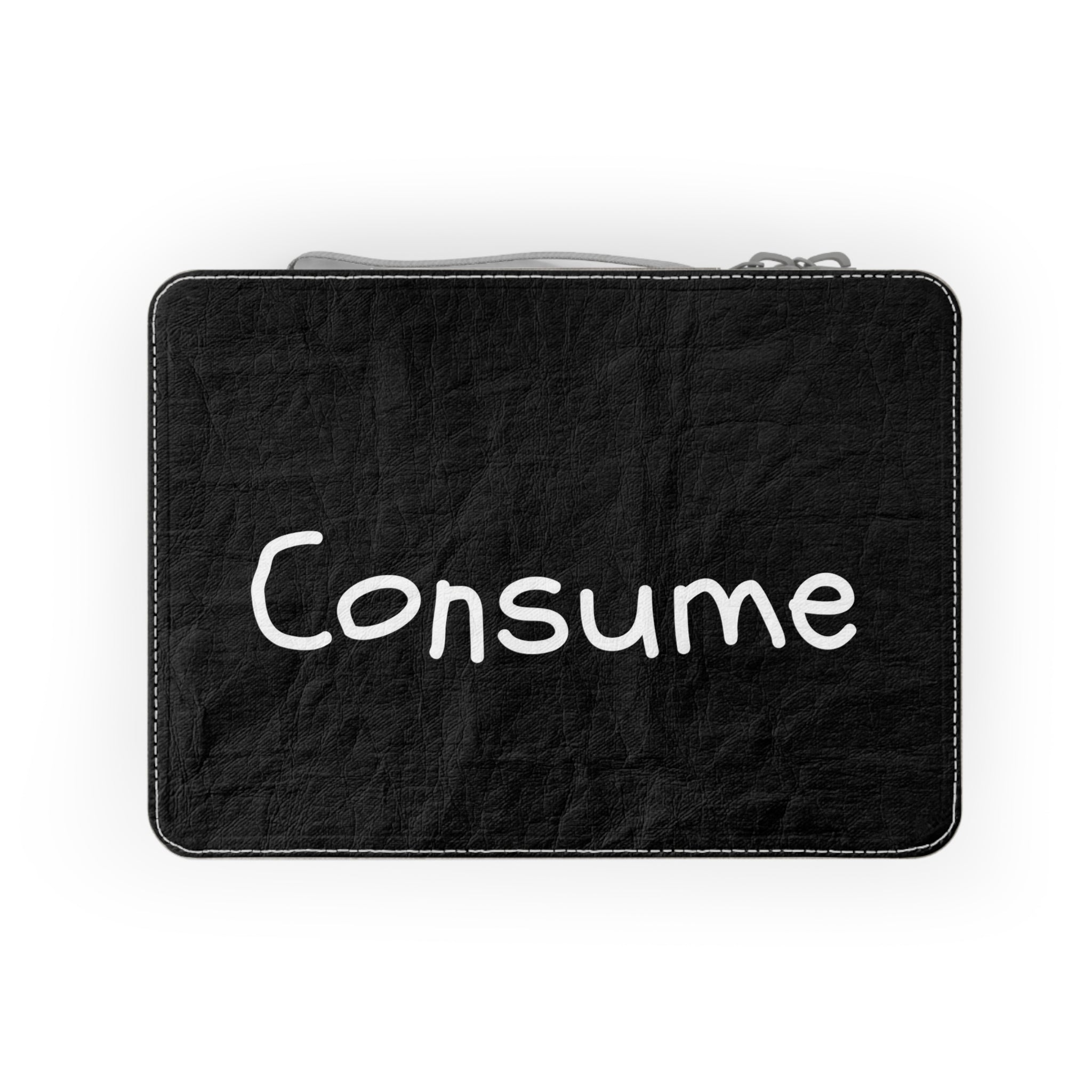 Eco-friendly Paper Lunch Bag - Consume with zipper closure and carrying strap, made from FSC® certified 100% eco-paper.