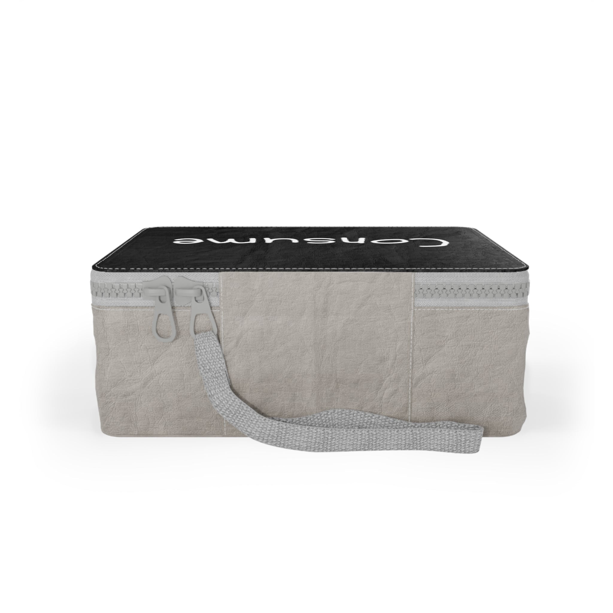 Eco-friendly Paper Lunch Bag - Consume with zipper closure and carrying strap, made from FSC® certified 100% eco-paper.