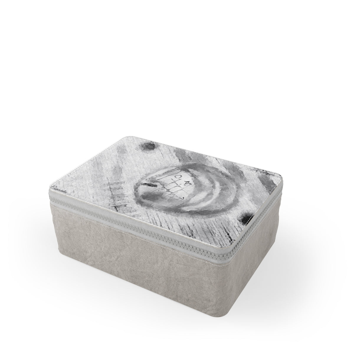 Eco-friendly Paper Lunch Bag made from FSC certified paper, featuring a customizable design, zipper closure, and carrying strap.