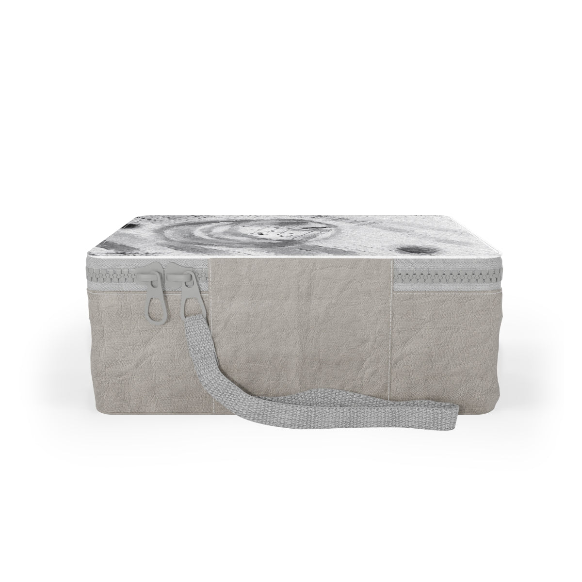 Eco-friendly Paper Lunch Bag made from FSC certified paper, featuring a customizable design, zipper closure, and carrying strap.