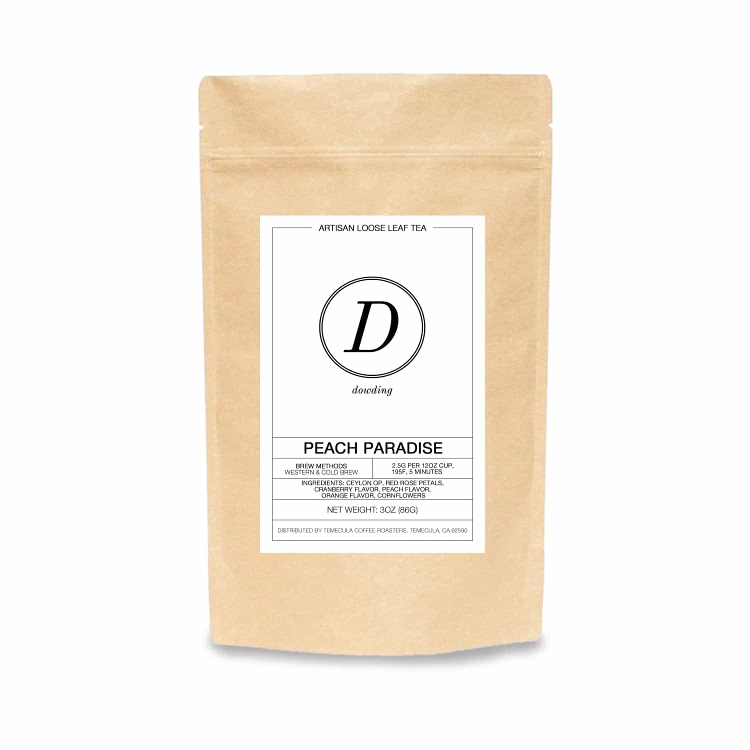 A vibrant cup of Peach Paradise Tea with peach slices and cranberries, showcasing its fruity and aromatic blend.