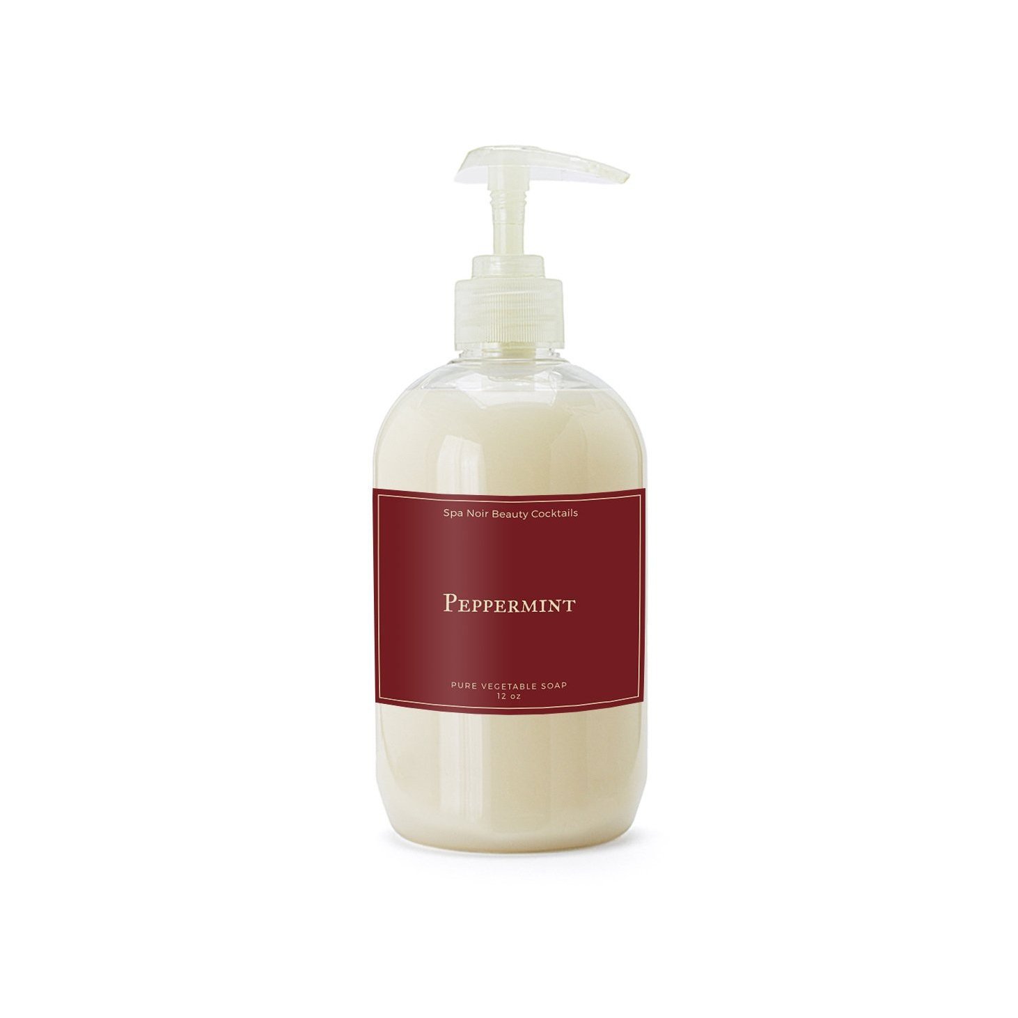 A bottle of Peppermint Vegan Hand Soap with a refreshing peppermint scent, showcasing its natural ingredients and eco-friendly packaging.