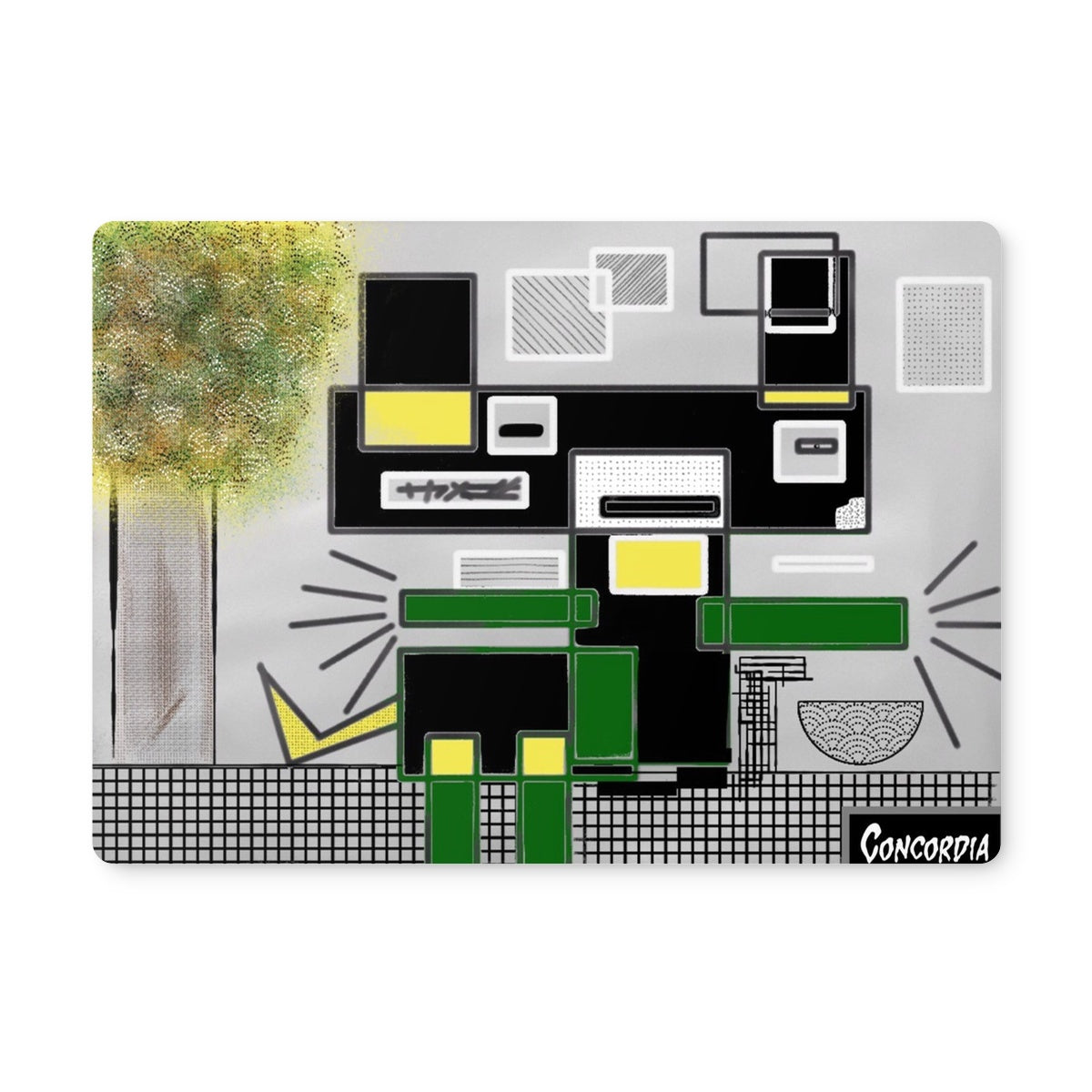 A stylish rectangle pet placemat made from MDF with a high-shine gloss finish and cork underside, perfect for dining areas.