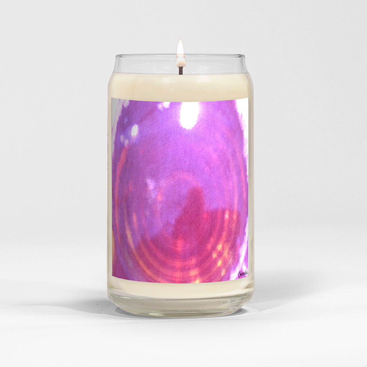 A beautifully crafted Pink Candle in a clear vessel, showcasing its natural soy wax and elegant design.