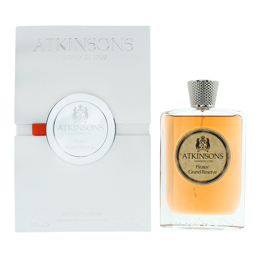Atkinsons Pirates' Grand Reserve Eau de Parfum in an elegant bottle, showcasing its luxurious design and rich fragrance.