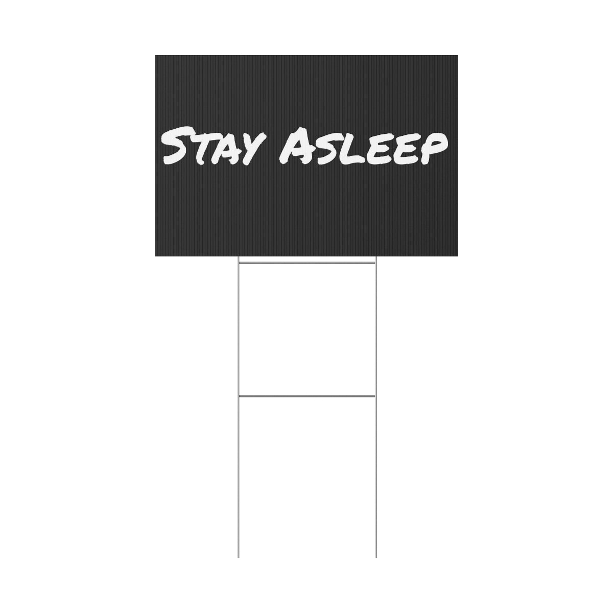 A vibrant plastic yard sign displayed outdoors, showcasing custom artwork with an aluminum stake for easy installation.