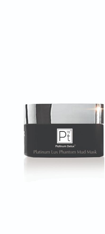 Platinum Lux Phantom Mud Mask in a jar, showcasing its thick, earthy texture, ideal for rejuvenating and hydrating the skin.