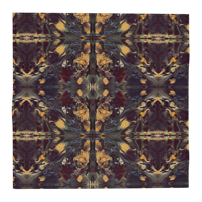 A collection of colorful printed pocket squares displayed elegantly, showcasing various designs and patterns.