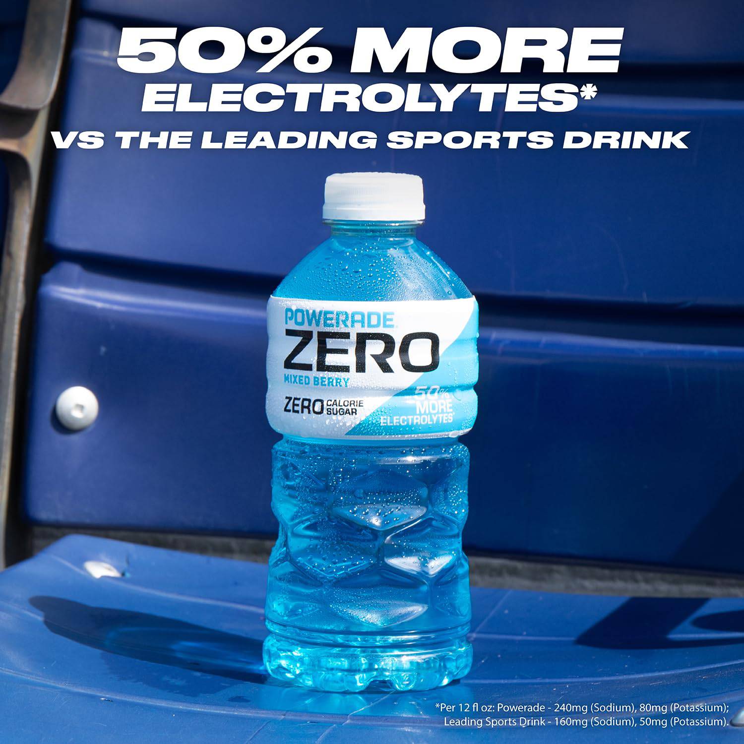 POWERADE Sports Drink Mountain Berry Blast, 20 Ounce can, showcasing vibrant berry colors and branding.