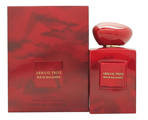 Giorgio Armani Prive Rouge Malachite Eau de Parfum in an elegant bottle, showcasing its luxurious design and rich color.