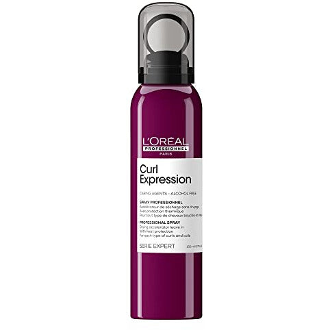 L'Oréal Professionnel Série Expert Curl Expression Spray bottle with a sleek design, showcasing its professional quality for enhancing curls.