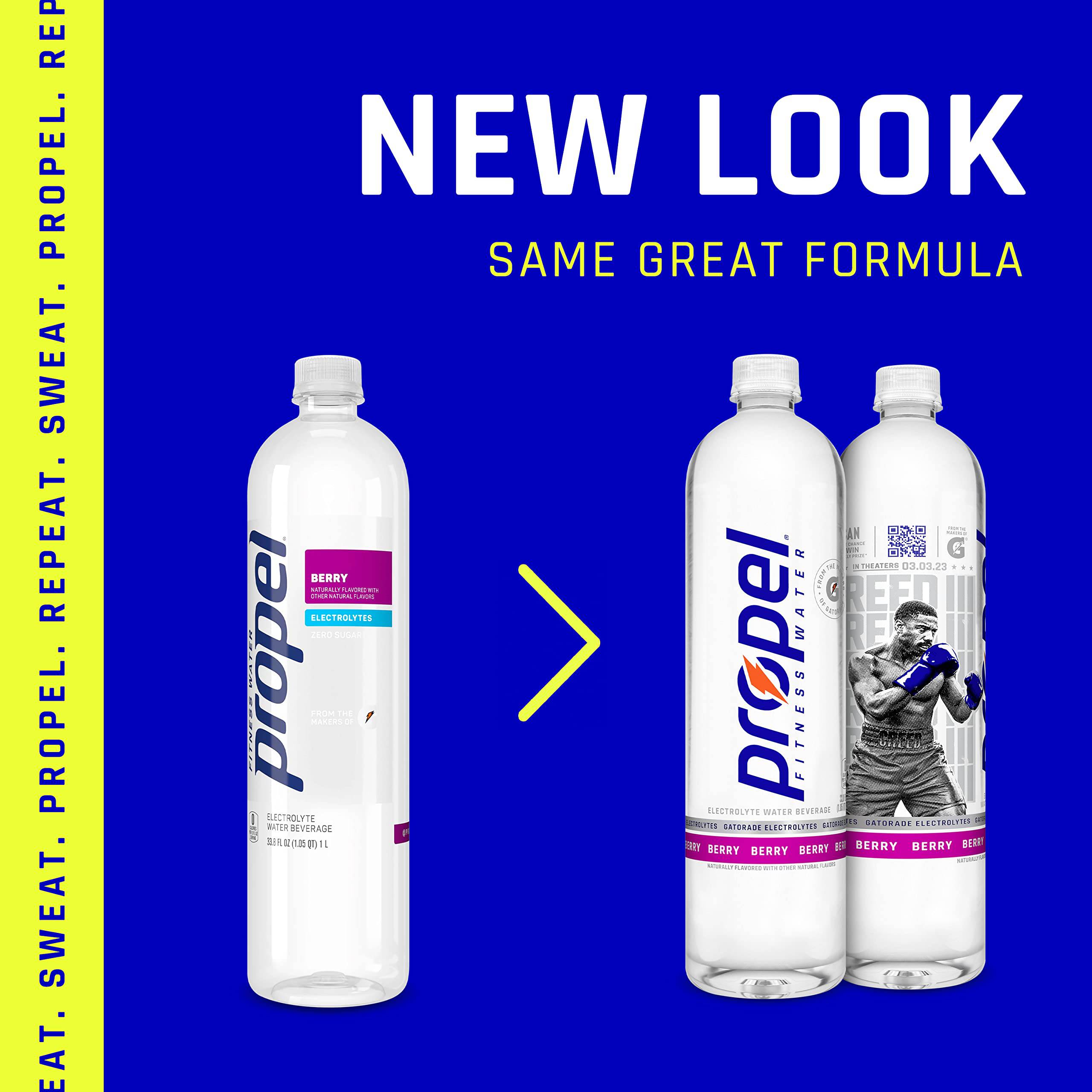 A pack of Propel Kiwi Strawberry flavored water bottles, showcasing the refreshing drink with vibrant kiwi and strawberry graphics.