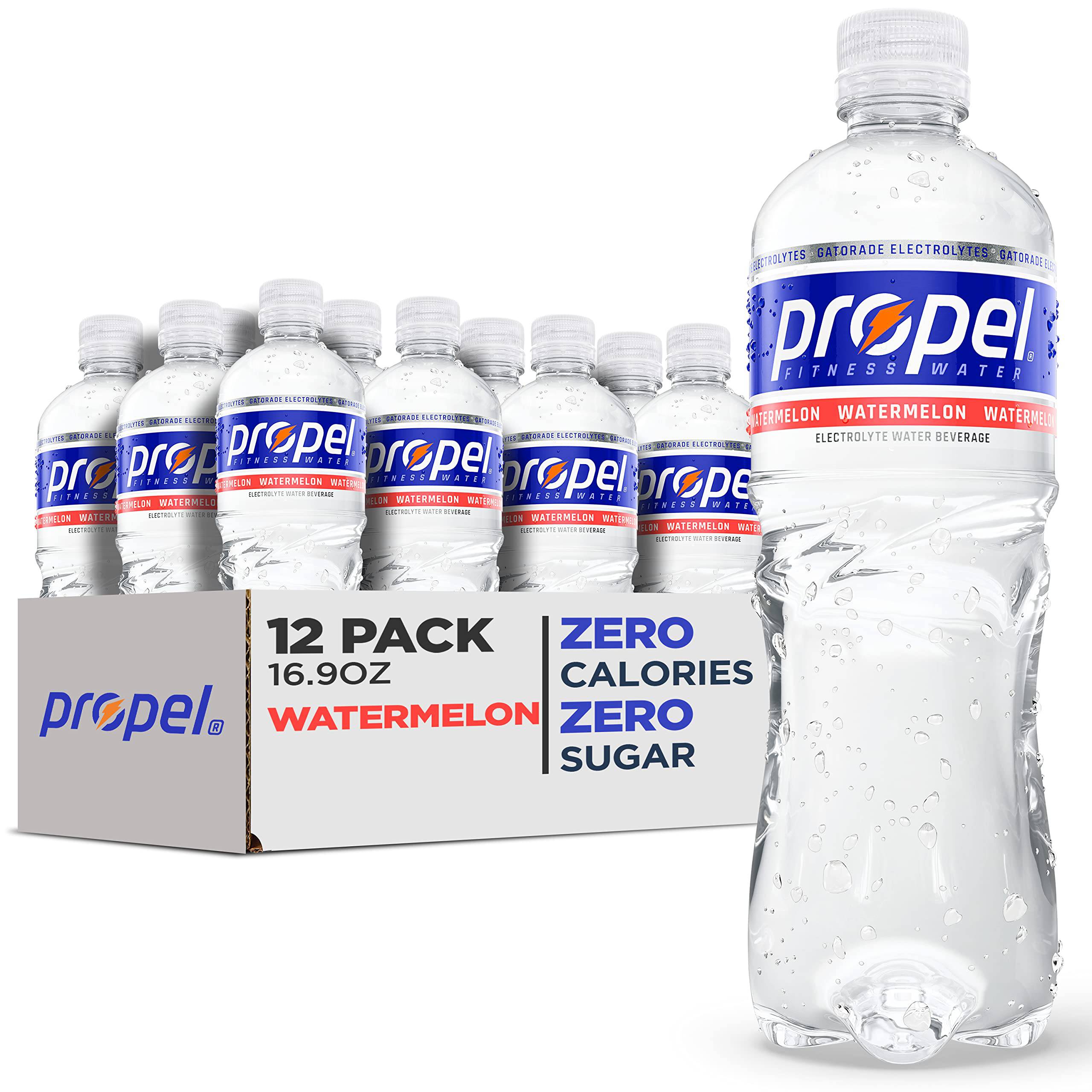 A pack of Propel Kiwi Strawberry flavored water bottles, showcasing the refreshing drink with vibrant kiwi and strawberry graphics.