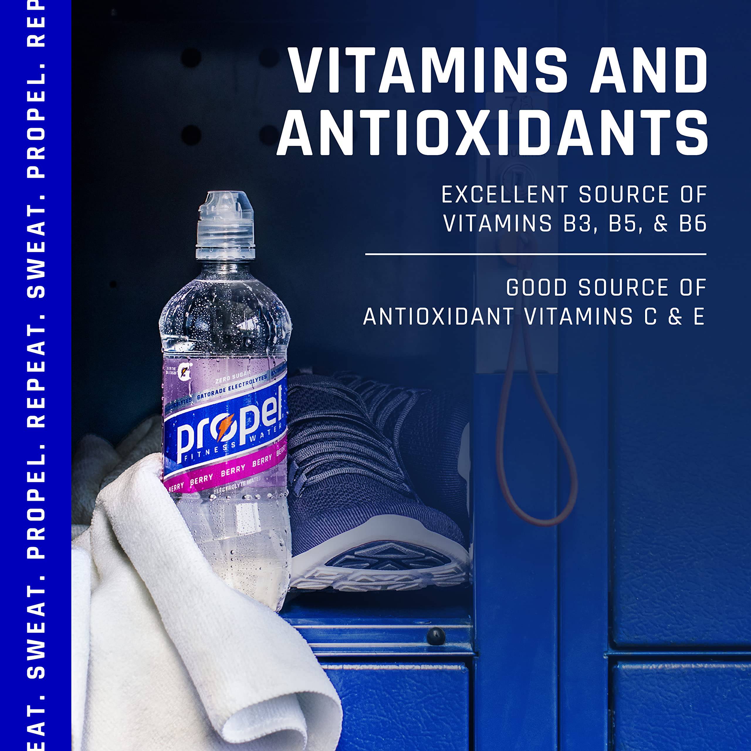 A pack of Propel Kiwi Strawberry flavored water bottles, showcasing the refreshing drink with vibrant kiwi and strawberry graphics.