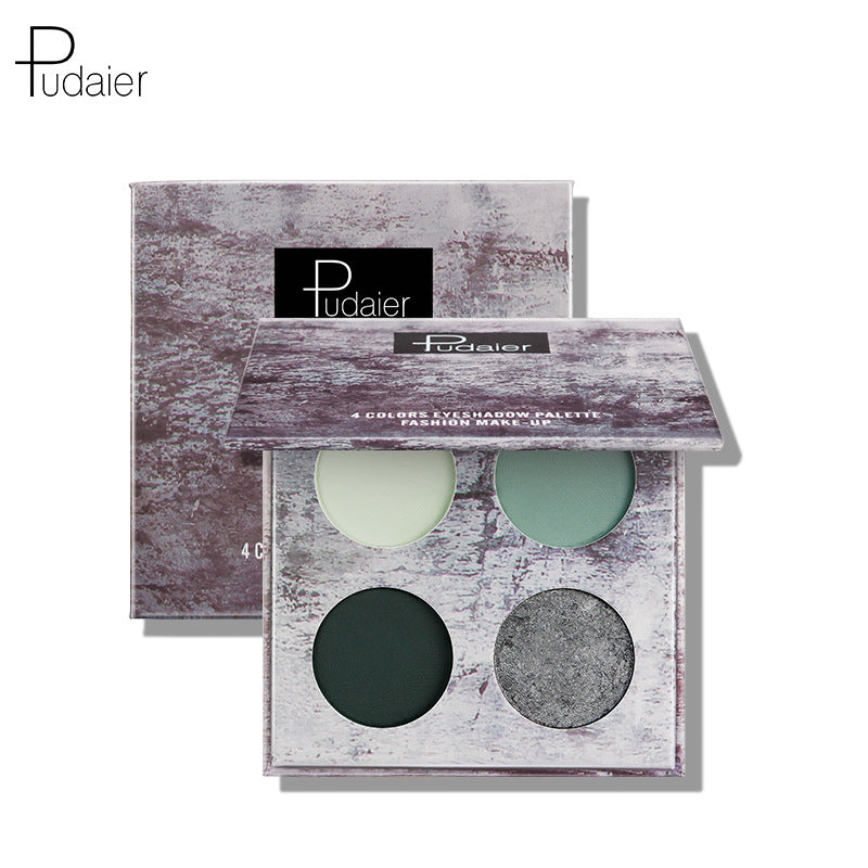 Pudaier Ink Landscape Four-color Eyeshadow Palette showcasing four vibrant shades in matte and pearlescent finishes, perfect for versatile eye looks.