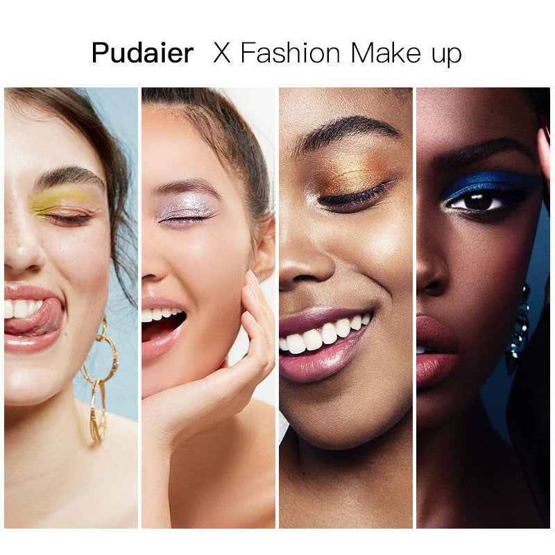 Pudaier Ink Landscape Four-color Eyeshadow Palette showcasing four vibrant shades in matte and pearlescent finishes, perfect for versatile eye looks.