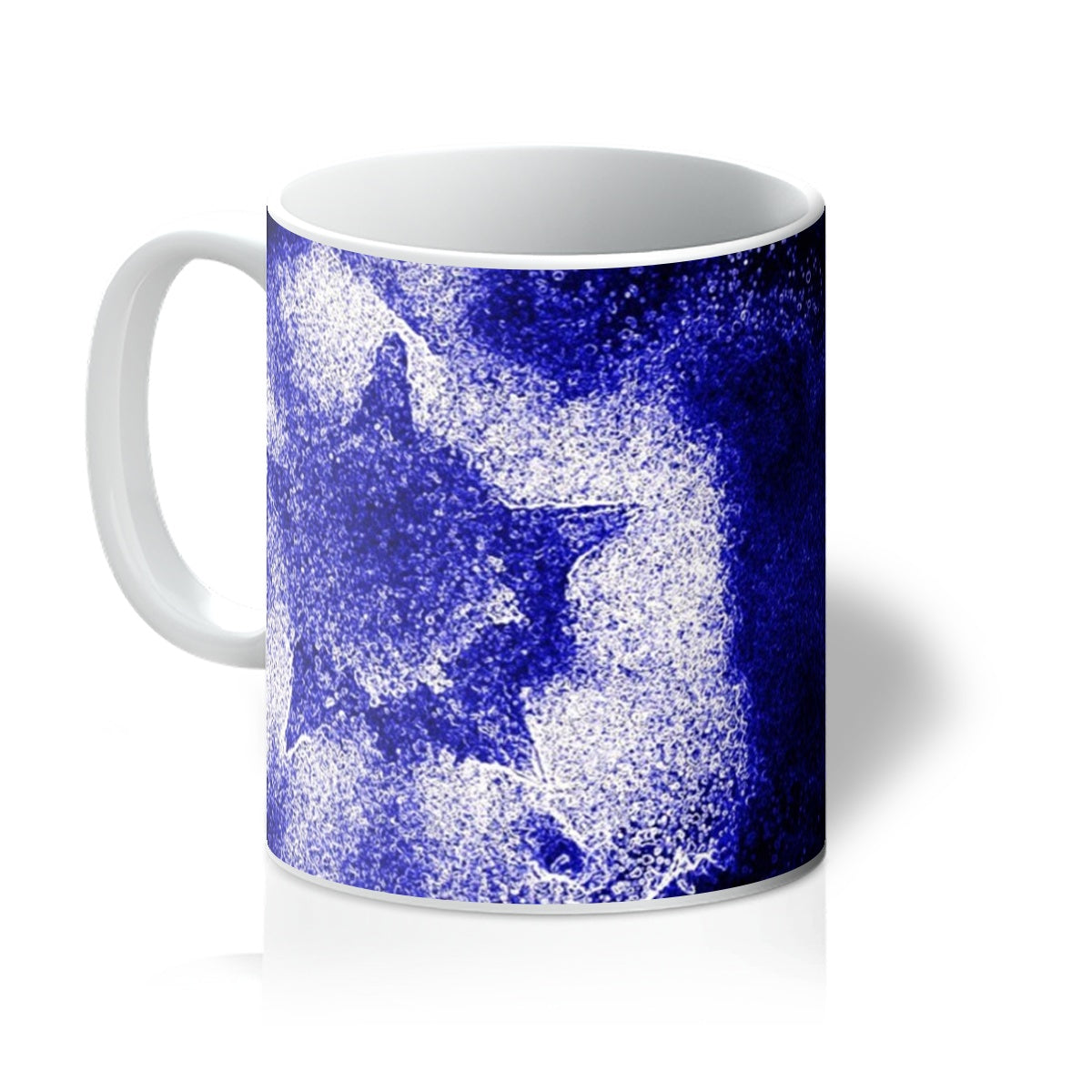 A vibrant purple ceramic mug with a glossy finish, perfect for coffee or tea.