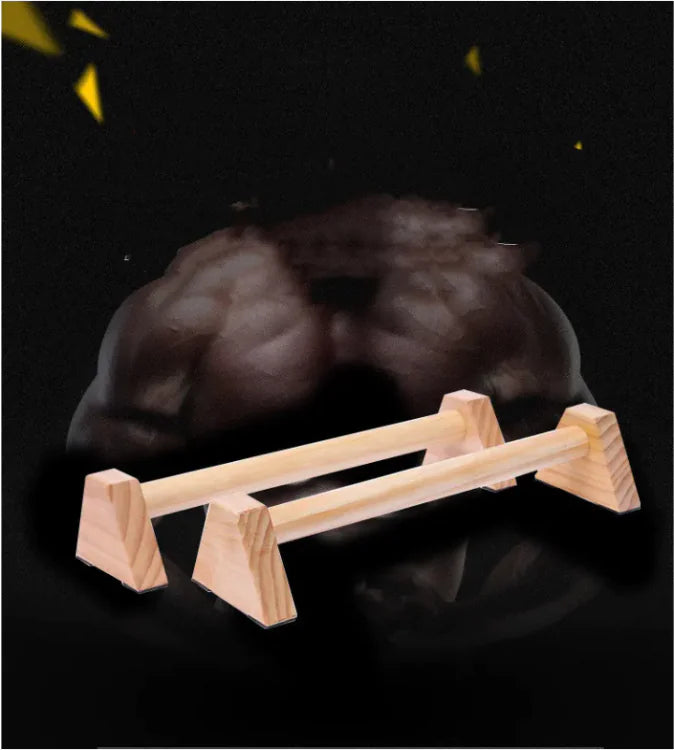 Push-Up Wooden Fitness Stand made of durable wood, designed for effective push-ups and bodyweight exercises, lightweight and portable.