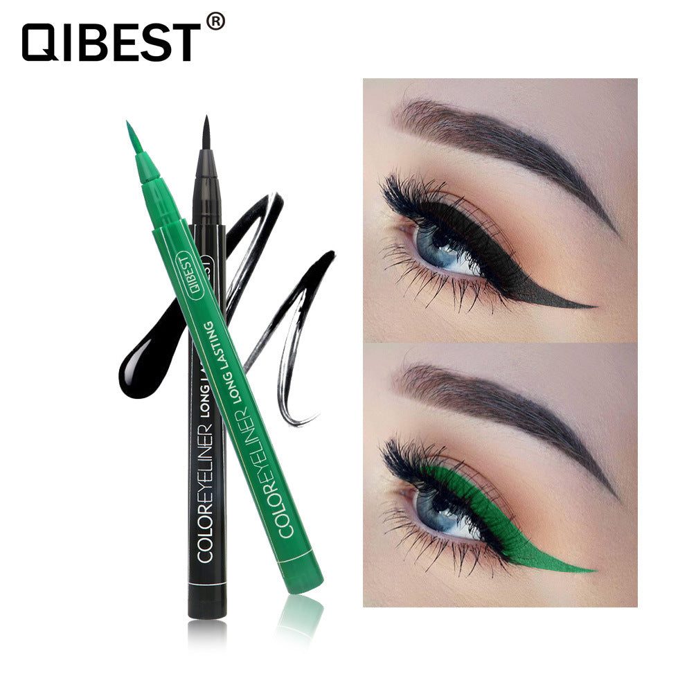 QIBEST Coloured Eyeliner Pen showcasing vibrant colors and precision tip for easy application.