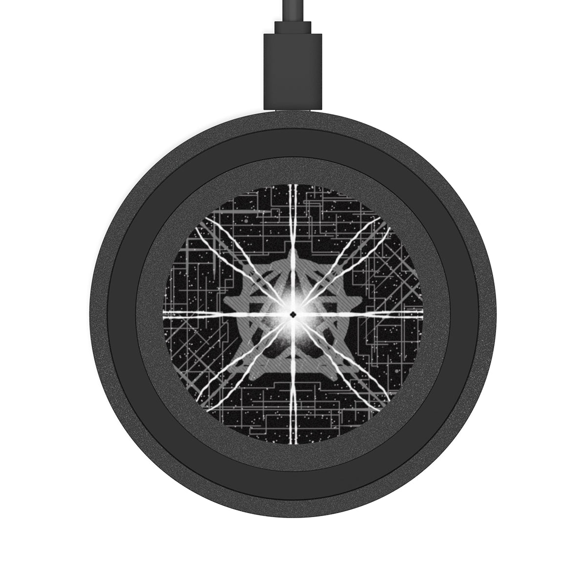 Quake Wireless Charging Pad made of durable double-wall plastic, designed for iPhones and Android smartphones, featuring a sleek design.