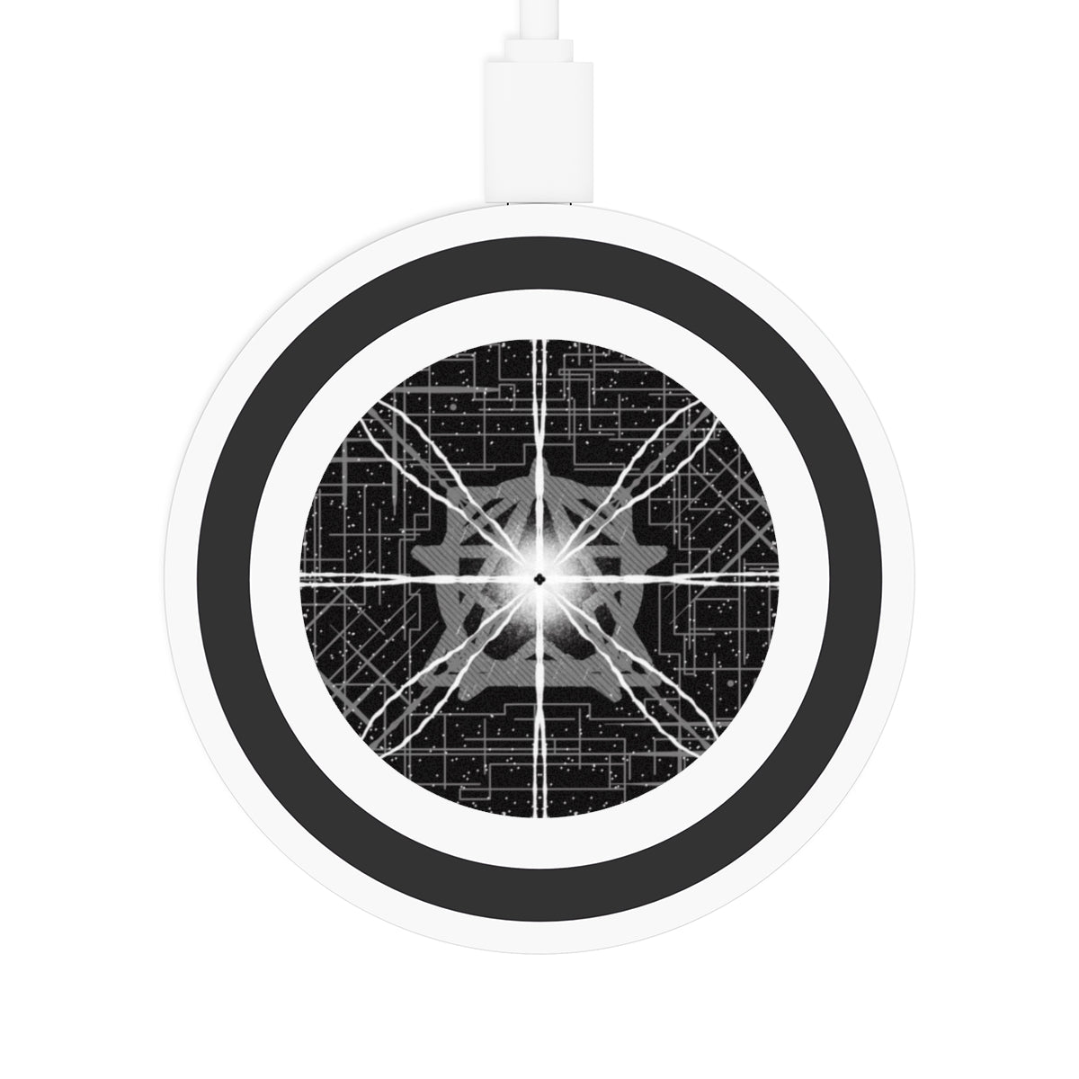 Quake Wireless Charging Pad made of durable double-wall plastic, designed for iPhones and Android smartphones, featuring a sleek design.