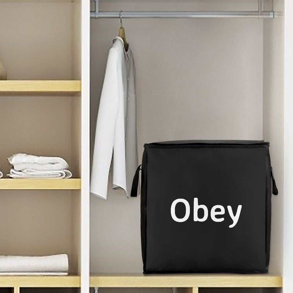 Obey Quilts Storage Bag with Zipper, made of durable polyester, featuring a spacious design and reinforced handles for easy transport.