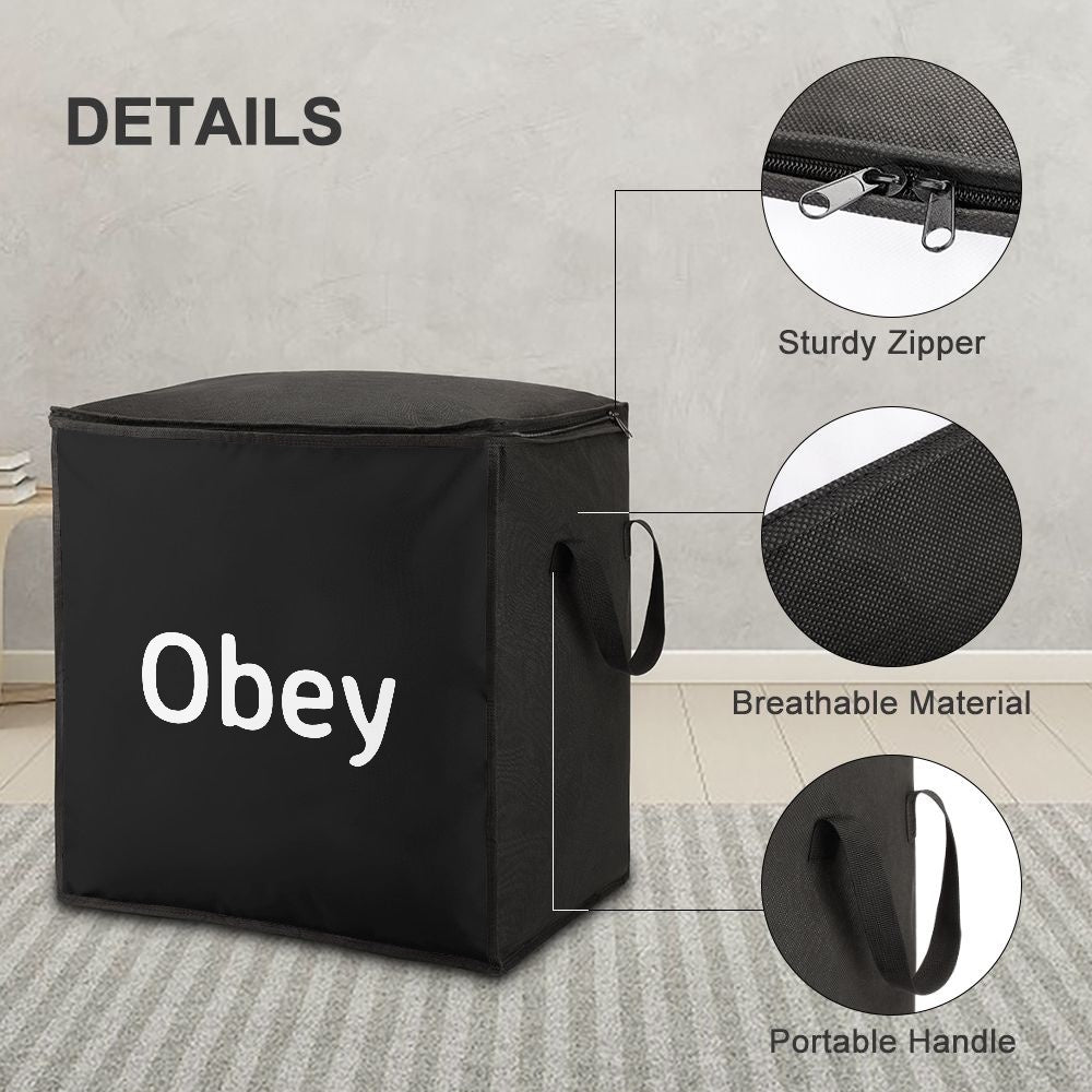 Obey Quilts Storage Bag with Zipper, made of durable polyester, featuring a spacious design and reinforced handles for easy transport.