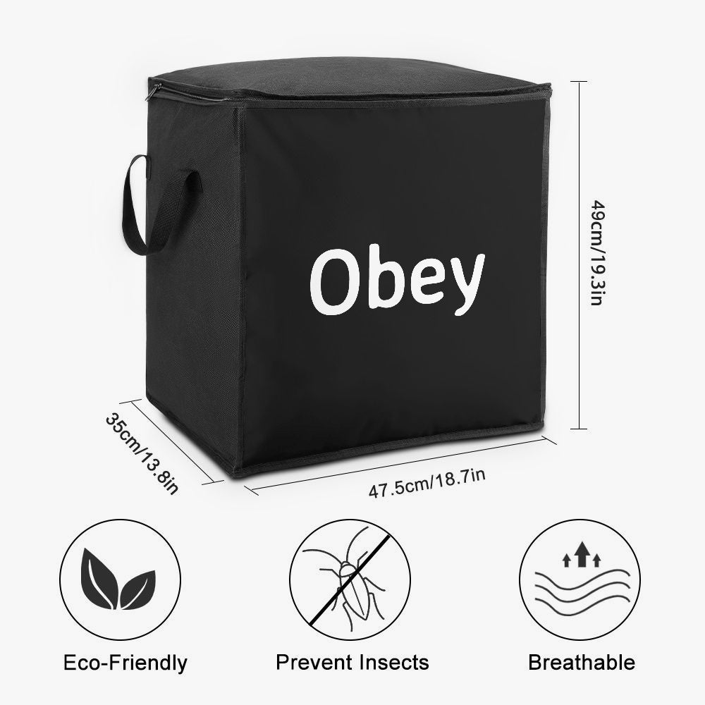 Obey Quilts Storage Bag with Zipper, made of durable polyester, featuring a spacious design and reinforced handles for easy transport.