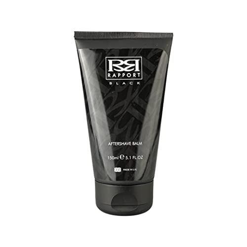 Rapport Black Aftershave Balm in a sleek black container, designed for soothing post-shave care.