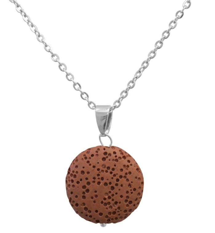 A beautiful Red Lava Stone Essential Oil Necklace showcasing natural lava stones, perfect for absorbing essential oils.
