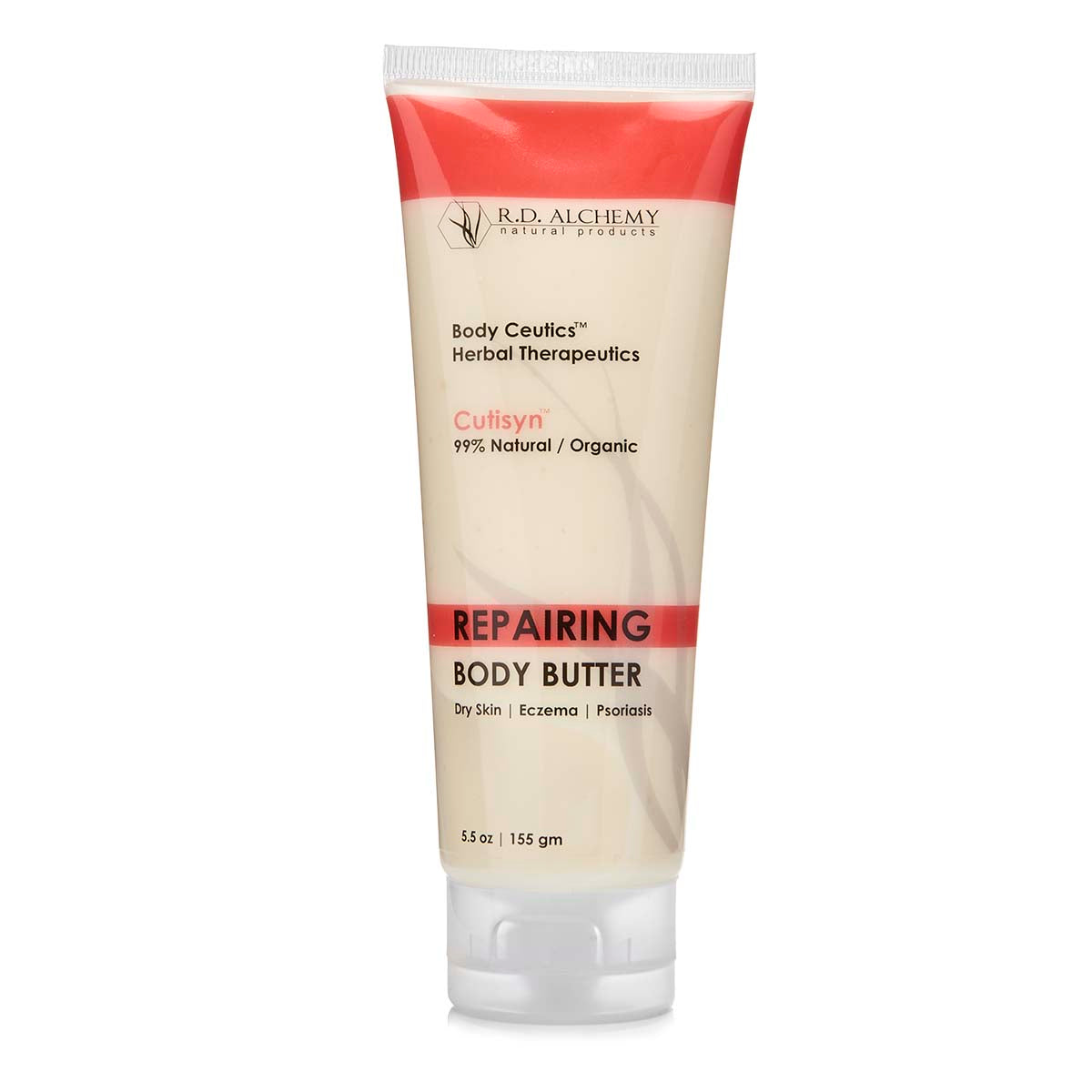 A jar of Repairing Body Butter with a creamy texture, showcasing its natural ingredients and luxurious appeal.