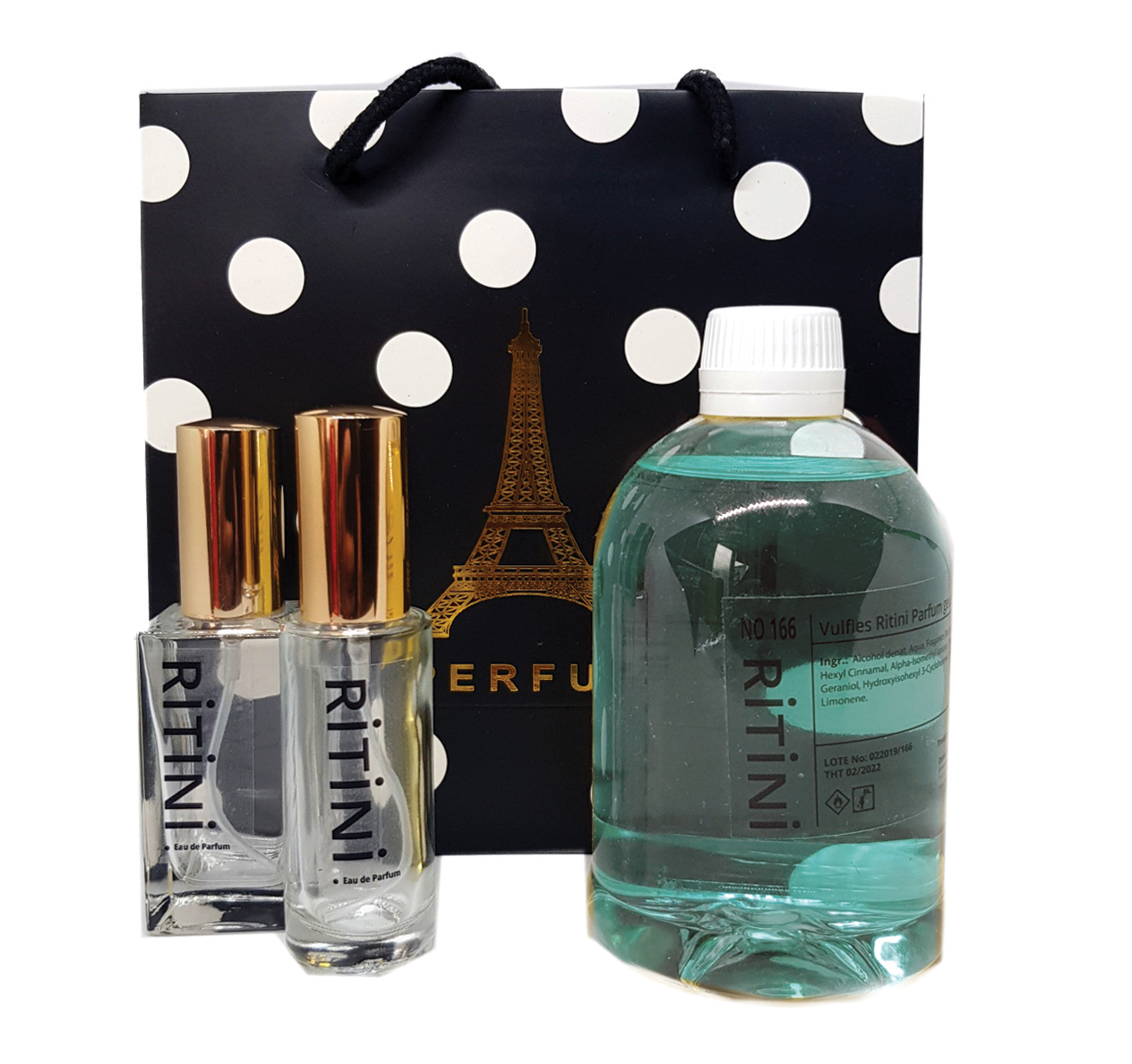 RiTiNi man 228 fragrance bottle with two refillable bottles, inspired by K de D&G.