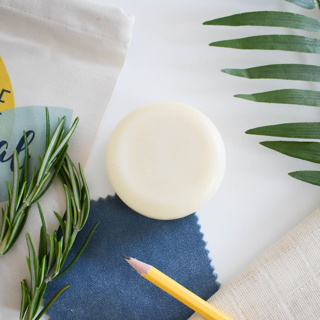 Rosemary and Lime Solid Conditioner bar, eco-friendly and plastic-free, featuring a unique design with natural ingredients.