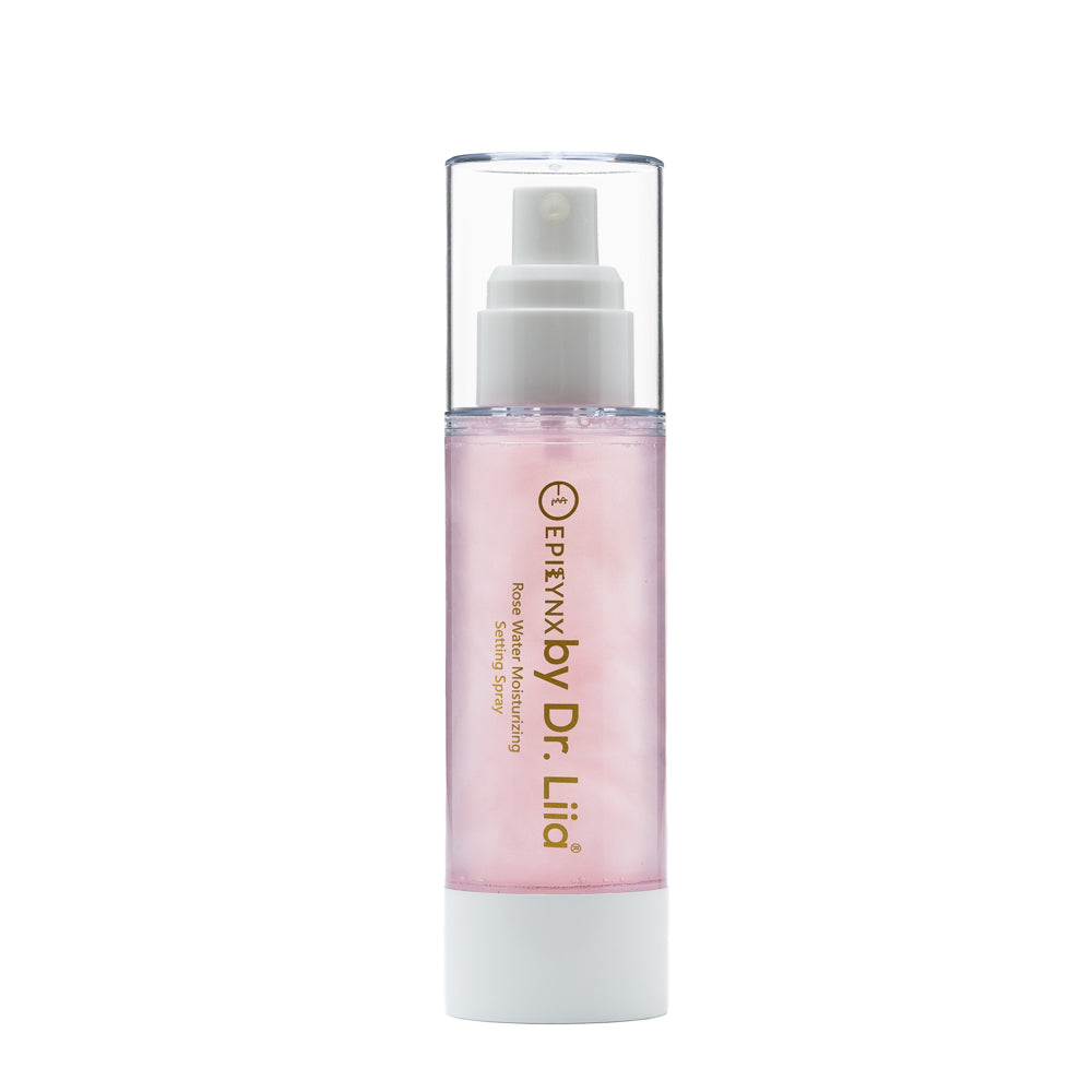 A bottle of Rosewater Facial Toner with a floral design, showcasing its hydrating and toning properties.