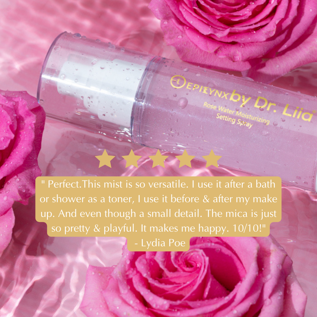 A bottle of Rosewater Facial Toner with a floral design, showcasing its hydrating and toning properties.