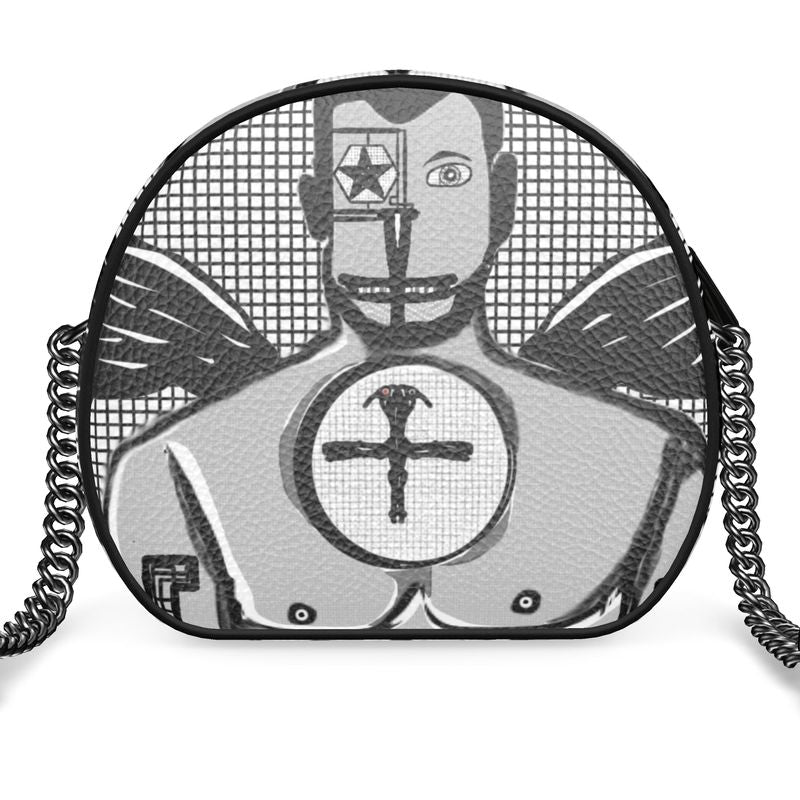 A stylish Round Box Bag made from 100% Nappa leather with faux suede lining and smooth black leather piping.