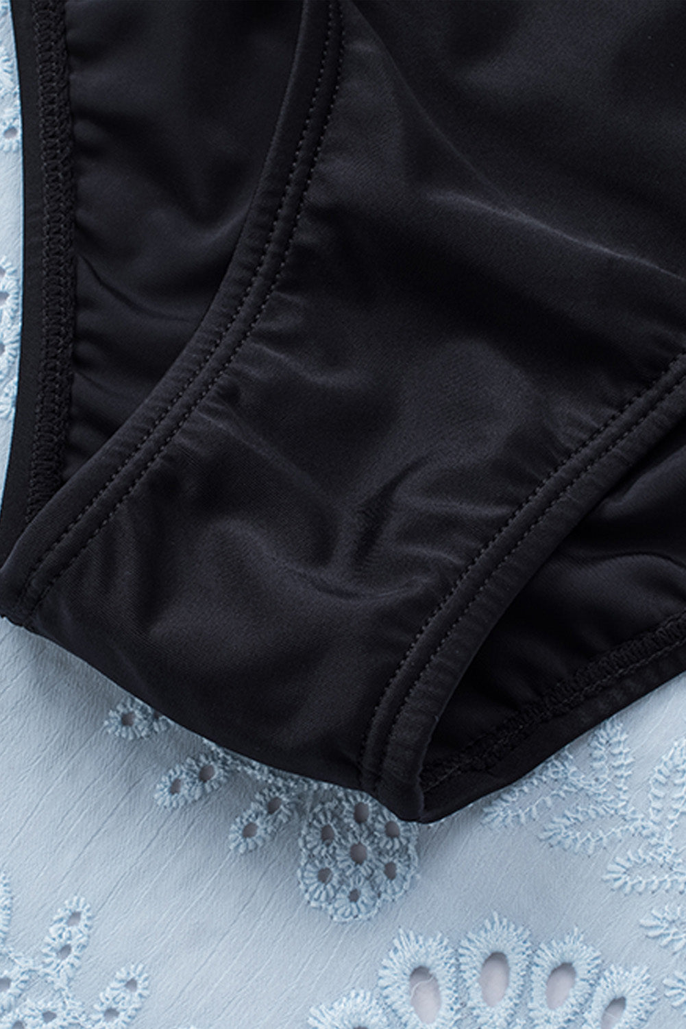 Ruffled Leopard Tankini Top paired with Solid Color Panty Swimwear, showcasing stylish design and comfortable fit for summer beach outings.