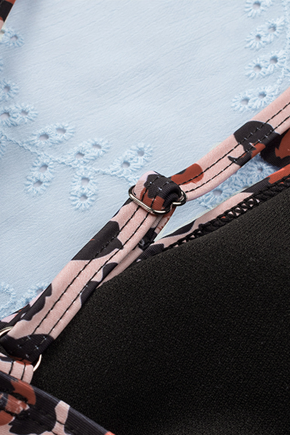 Ruffled Leopard Tankini Top paired with Solid Color Panty Swimwear, showcasing stylish design and comfortable fit for summer beach outings.