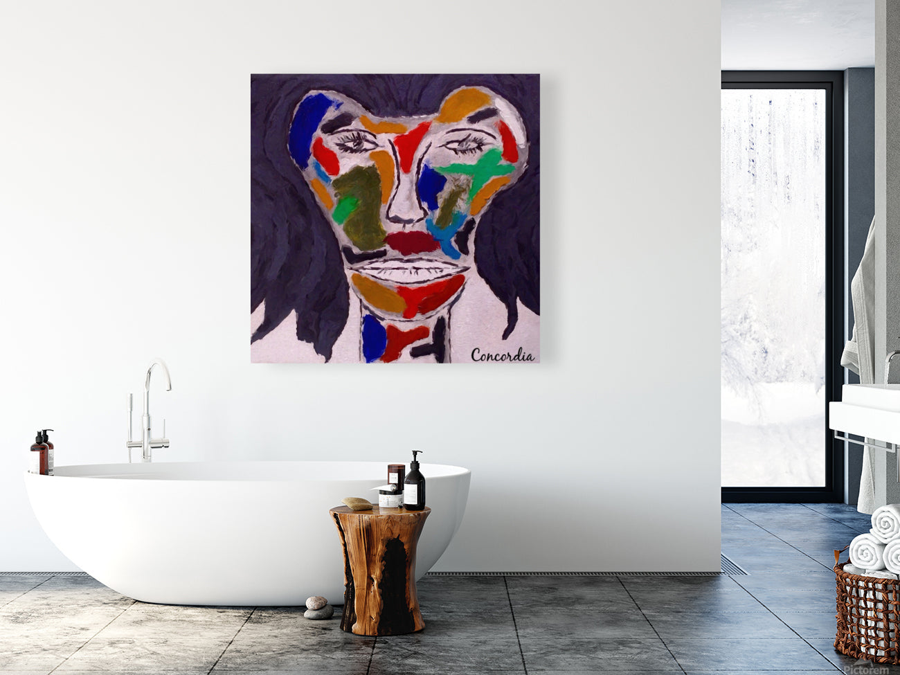 Salvador Concordia artwork featuring vibrant colors and intricate designs, perfect for home decor.