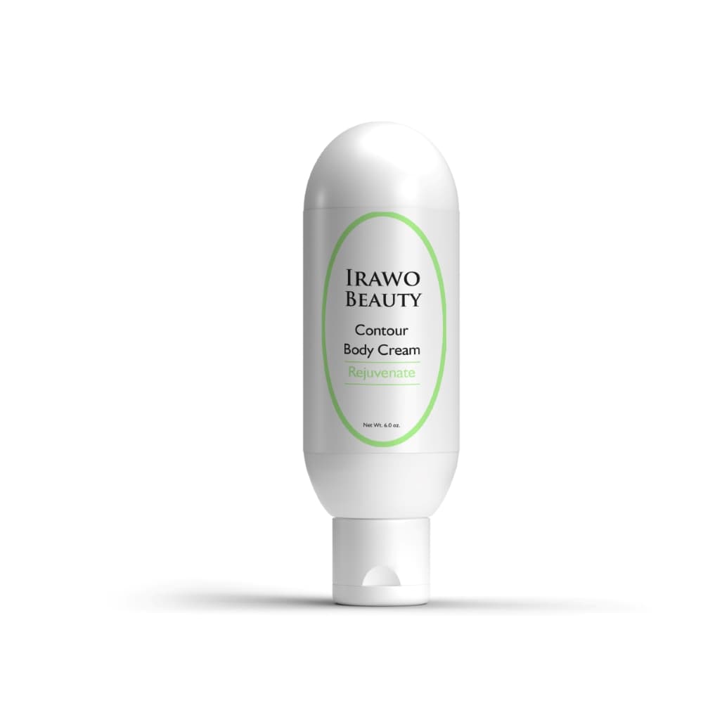 Irawo Beauty Sculpt & Define Contour Body Cream in a sleek container, showcasing its rich texture and botanical ingredients.