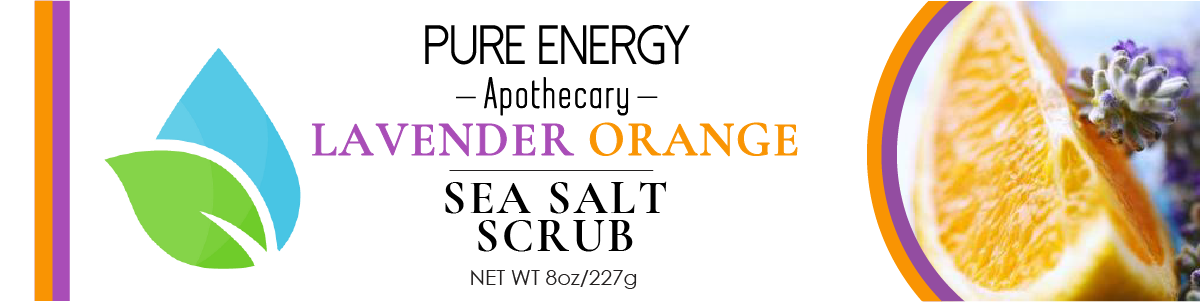 A jar of Lavender Orange Sea Salt Scrub with a refreshing blend of essential oils, showcasing its natural ingredients and texture.