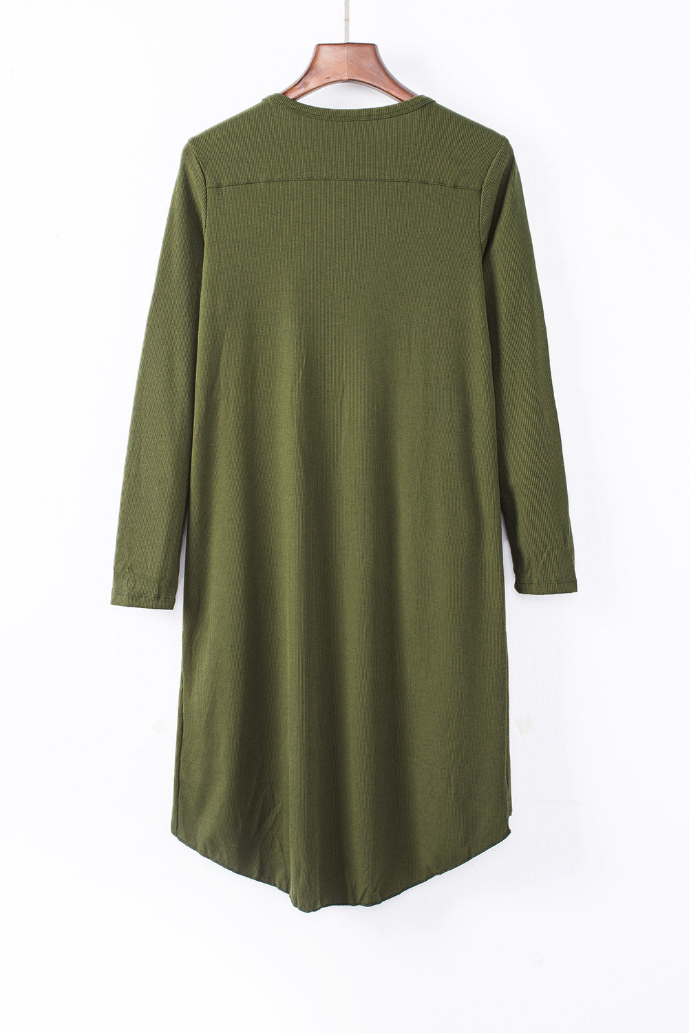 Selected Button Down Pocketed High Low Cardigan in a stylish design with button closure and side pockets, perfect for layering.