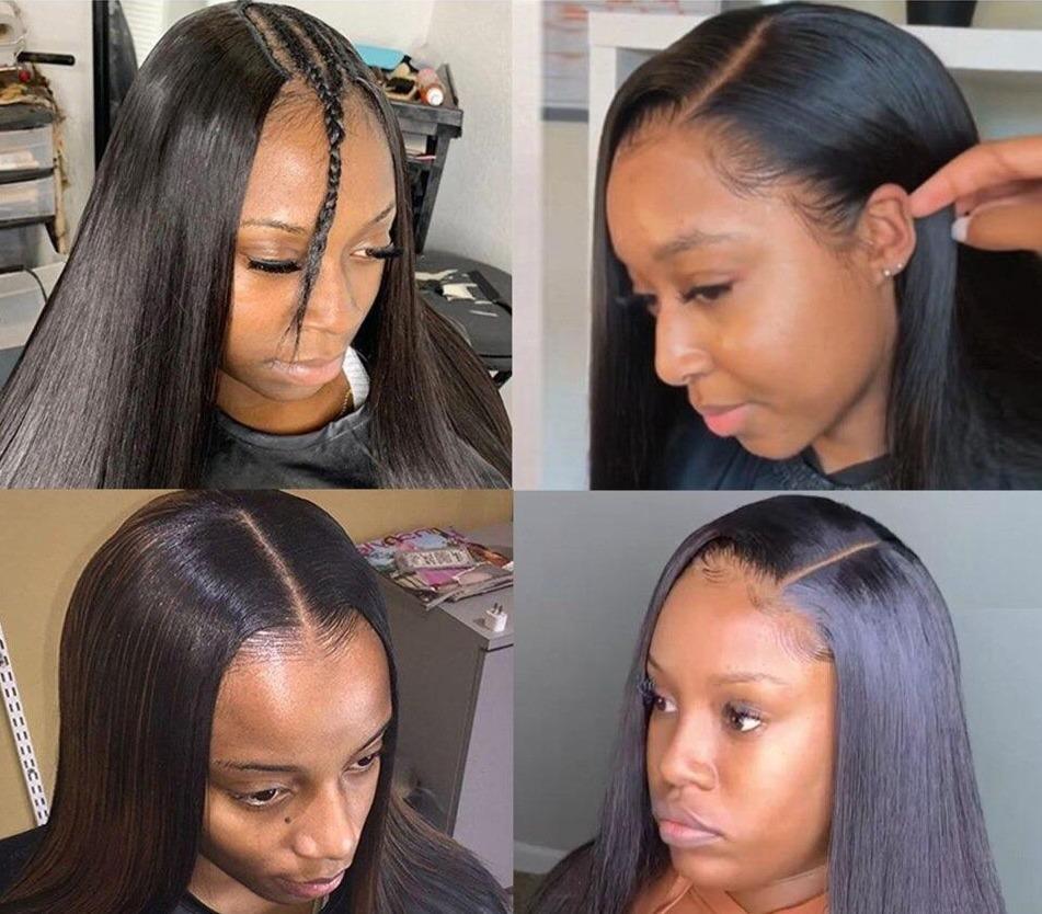 Short Bob U Part Wig made from Brazilian Remy human hair, featuring a natural black color and straight texture, designed for a realistic look.