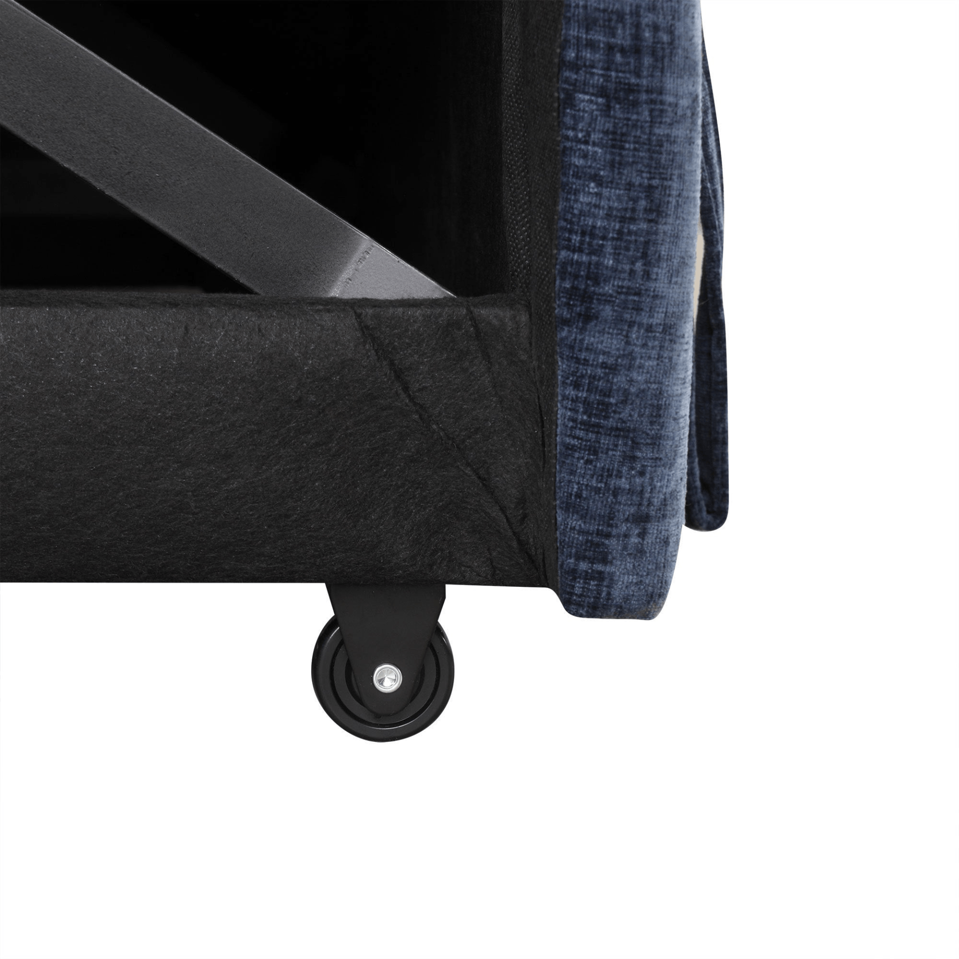 Soft Upholstered Sectional Sofa Bed in blue with storage space, showcasing its modern design and comfortable seating.