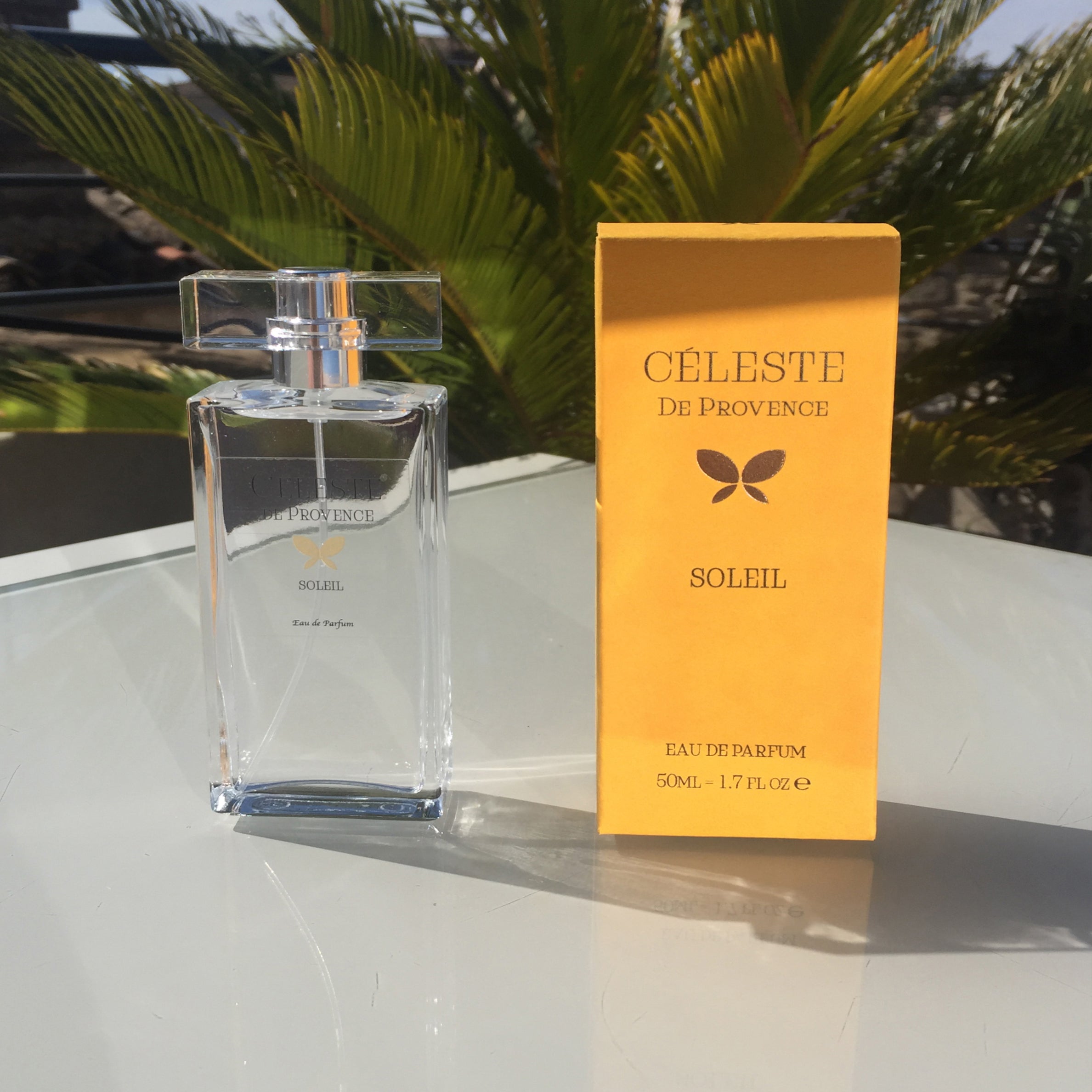 Soleil 50ml Eau de Parfum bottle with floral and natural elements, evoking summer vibes.