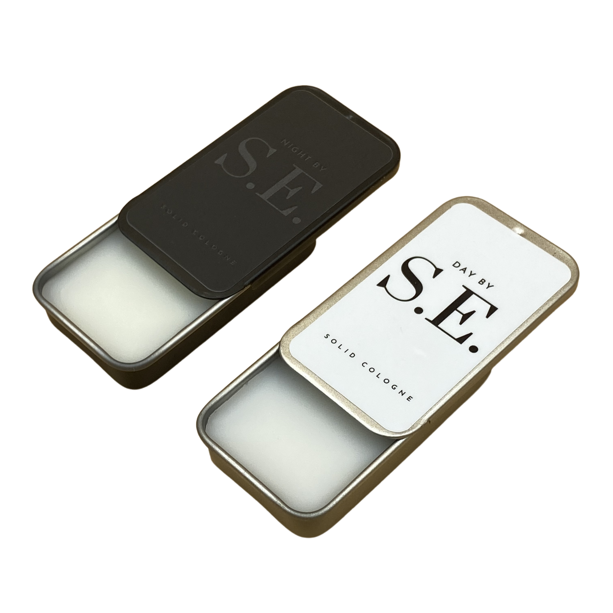 Solid Cologne by Shave Essentials in a compact container, showcasing Day and Night scents.