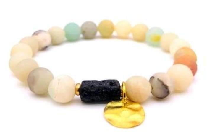 Sun Goddess Lava Stone Essential Oil Bracelet featuring natural lava stones, perfect for absorbing and diffusing essential oils.