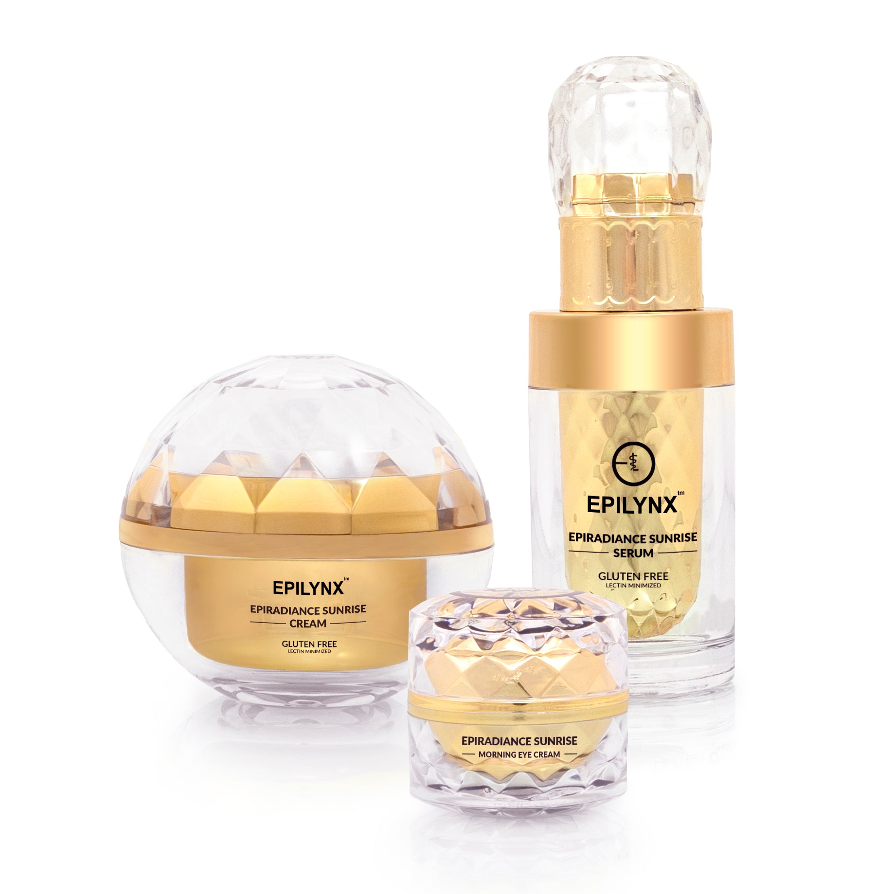 Sunrise Nourishing & Firming Set for Sensitive Skin including face serum, cream, and eye cream, featuring natural ingredients for hydration and firmness.